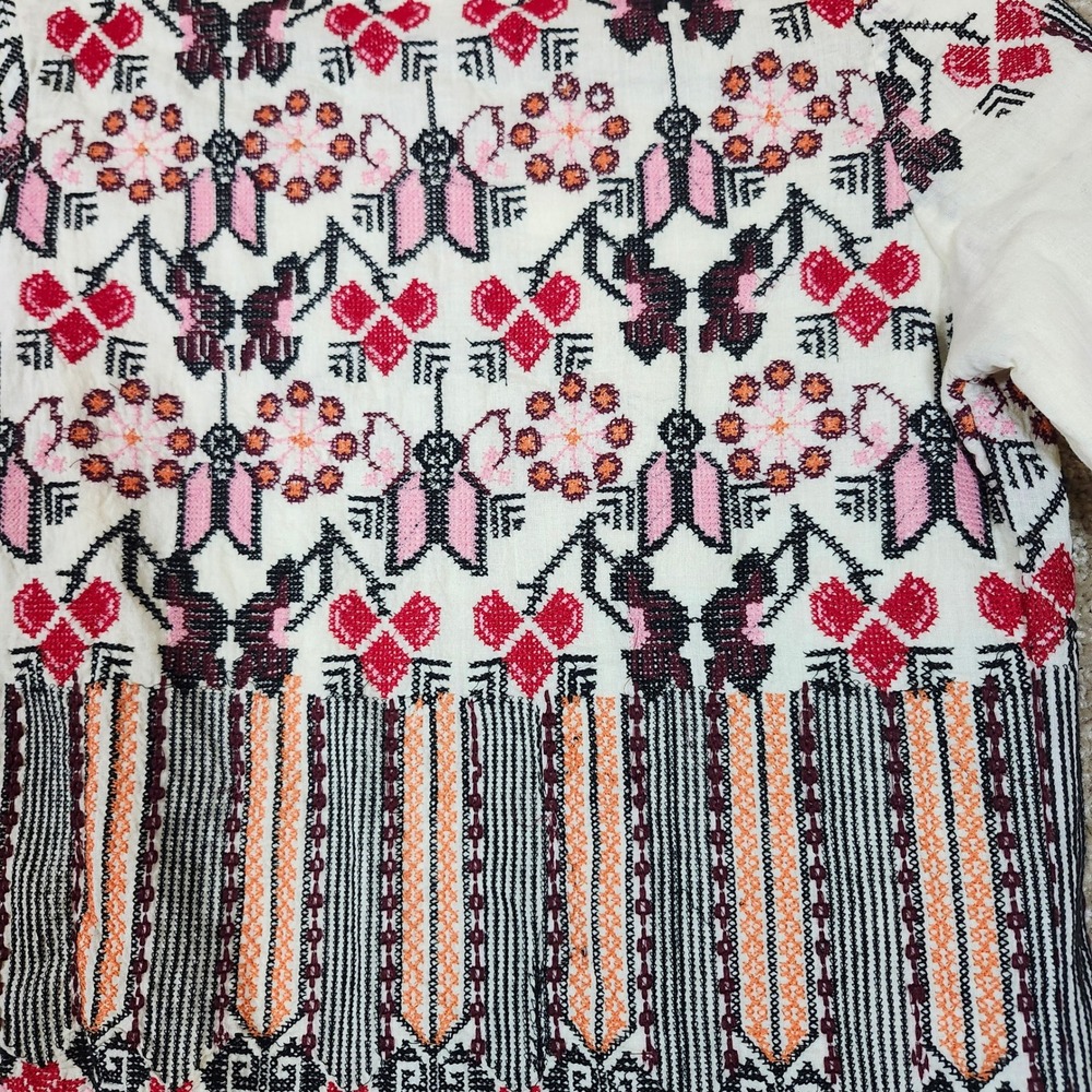 Chelsea & Violet Jacket Embroidered Boho Floral Ivory Pink Red‎ Size XS - Picture 12 of 12